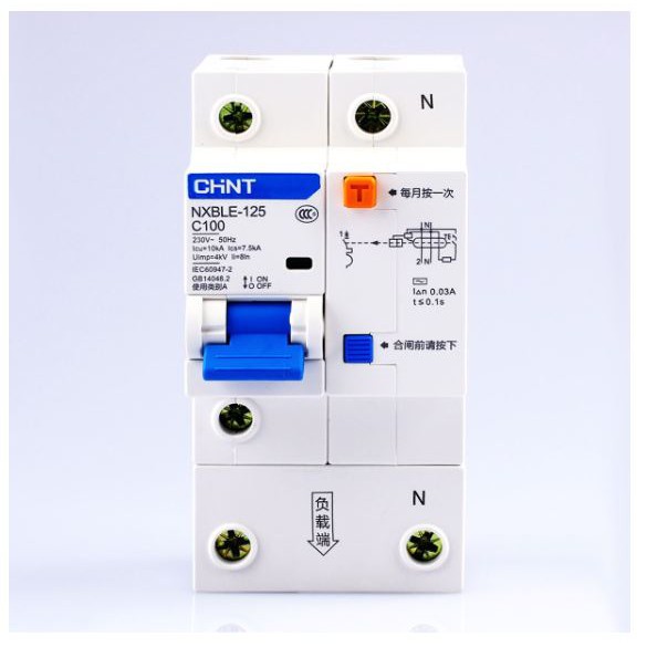 (CHINT) Aptomat chống dòng rò 2 cực  1PHA NXBLE 1PN  100 A - 230V