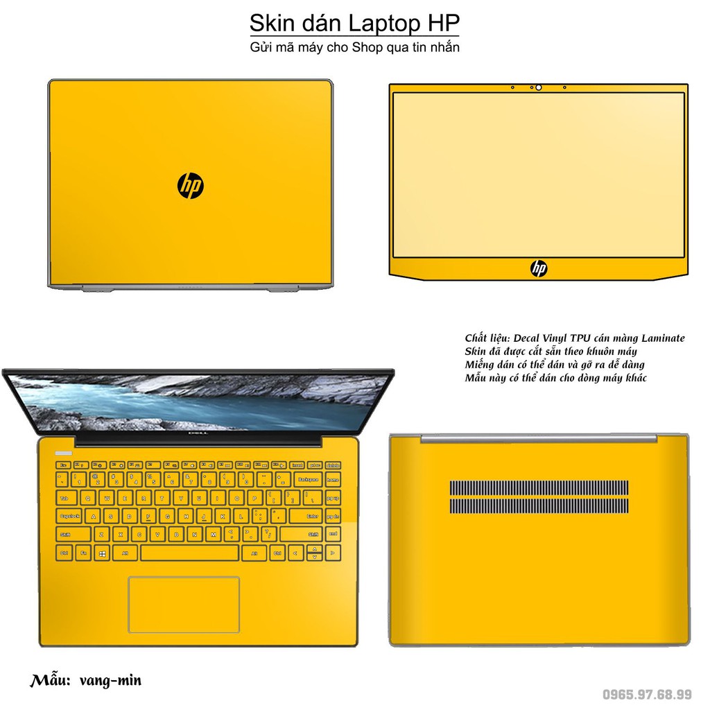 Skin dán Laptop HP màu vàng mịn (inbox mã máy cho Shop)