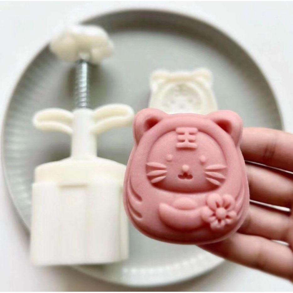 Khuôn trung thu 1 mặt Mèo hoa dễ thương (75gr)/KTT84