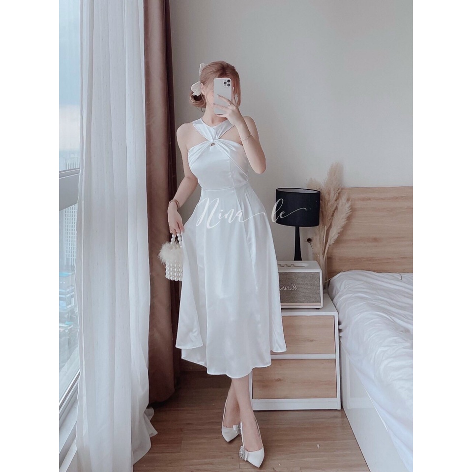 Đầm lụa siêu đẹp với chất liệu mềm, min, có mút tôn dáng đẹp