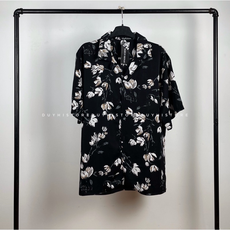 Áo sơ mi cộc tay unisex form rộng họa tiết Hoa Mới cho nam nữ | DUYHI