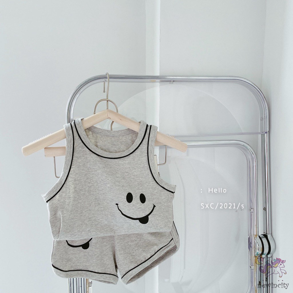 Set Áo 3 Lỗ In Hoạt Hình + Quần Short Kiểu Hàn Quốc Dễ Thương Cho Bé