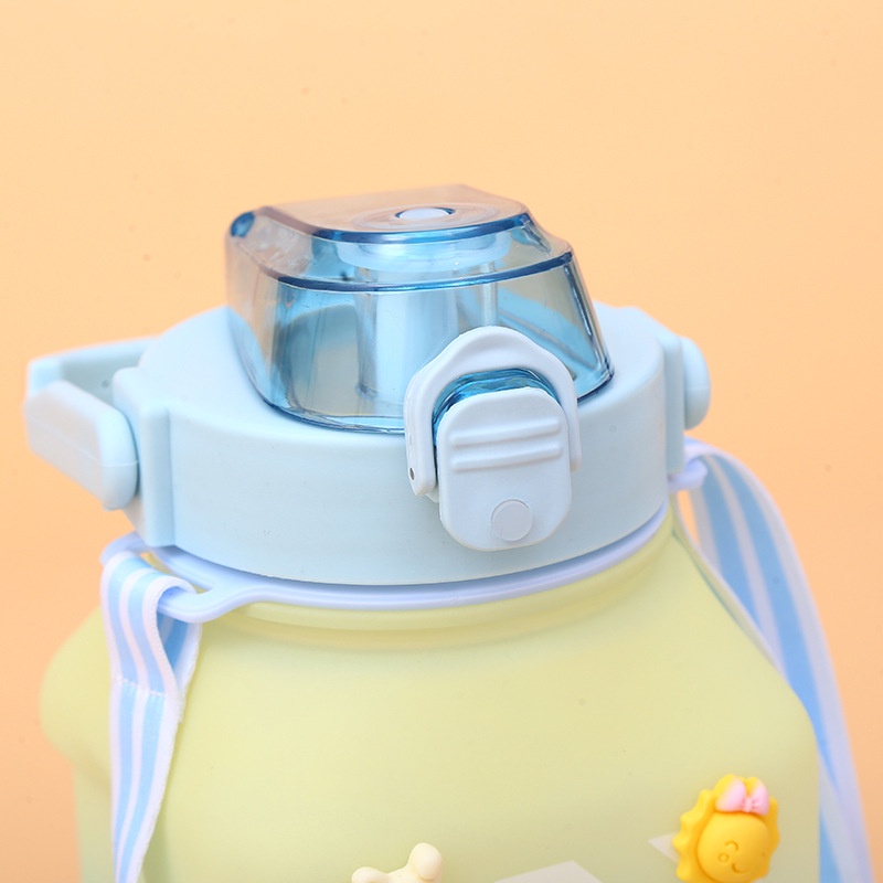 Bình đựng nước 1,5L chia vạch nhắc uống nước nhiều màu siêu dễ thương (Tặng Sticker)