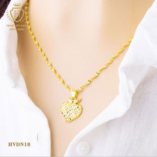 Dây Chuyền, Vòng Cổ Nữ Mặt Trái Tim Cách Điệu Xi Mạ Vàng Non Cao Cấp - Trang Sức Hava Hong Kong - HVDN18