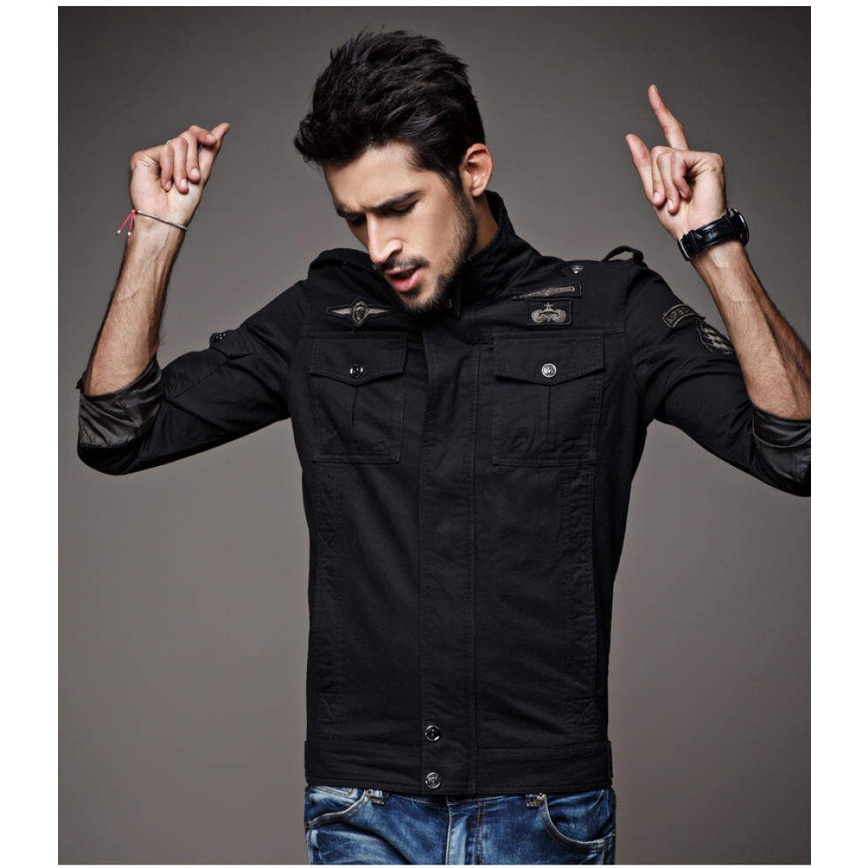 JEEP SPIRIT 1941 ESTD Áo khoác đồng phục mùa thu nam mỏng bông thanh niên thừa cân Xuân Thu ngoài trời Casual Coat Man Workwear