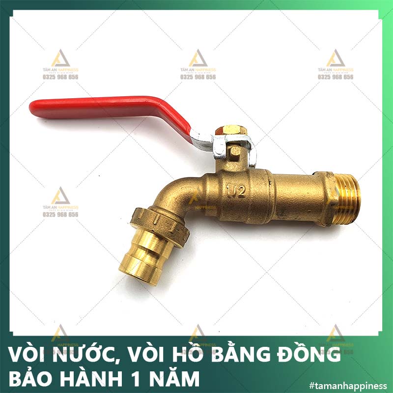 [Rẻ vô địch] Vòi xả nước, Vòi gạt tay đồng Jikas, vòi hồ máy giặt ren 21,27mm, chất liệu đồng cao cấp