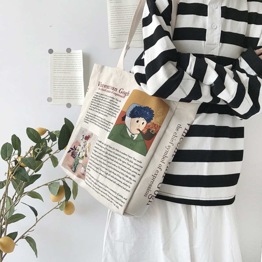 Túi vải tote phong cách vintage mẫu mới - Túi báo canvas đeo chéo