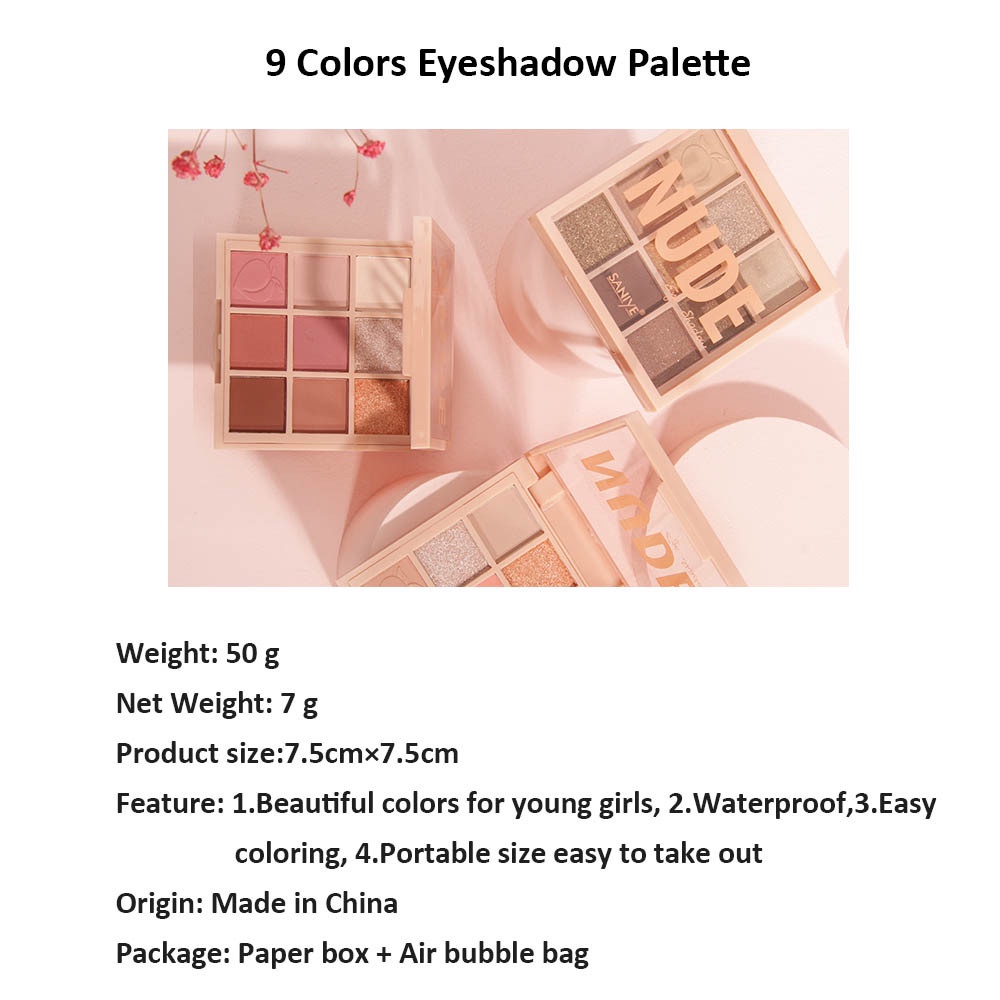 [Hàng mới về] Bảng Phấn Mắt 9 Màu Saniye Chống Thấm Nước Và Lâu Trôi Cao Cấp