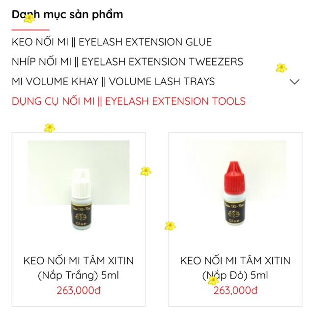 Keo nối mi Tâm Xitin và Keo tạo fan Tâm Xitin Nắp đỏ và Nắp Trắng (lọ 5ml) Tam Xitin Eyelash Glue for Eyelash Extensions