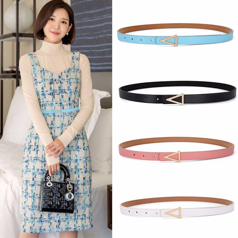 Thắt Lưng Da PU Khóa Kim Loại Tam Giác Thời Trang Unisex