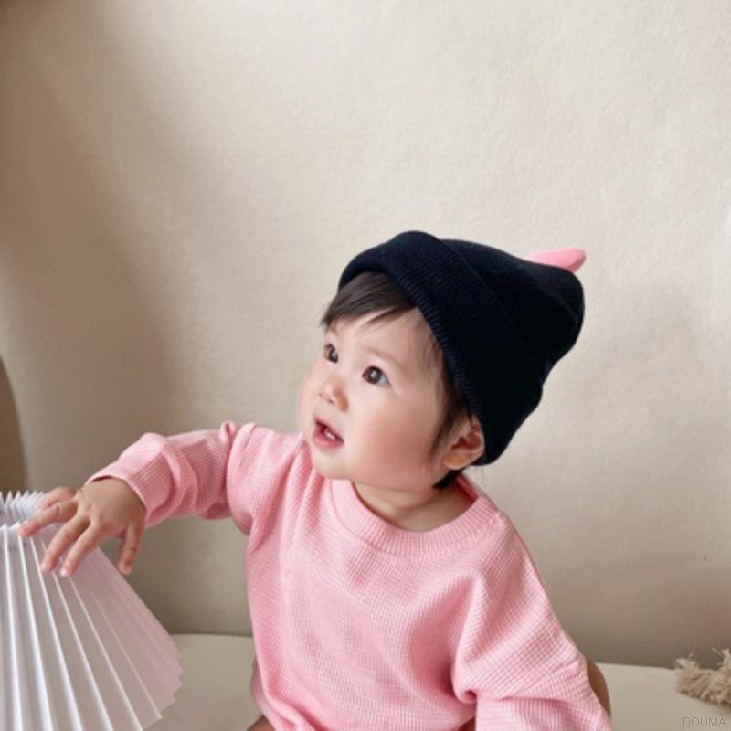 Mũ dệt kim hình trái tim nhiều màu sắc dễ thương cho bé