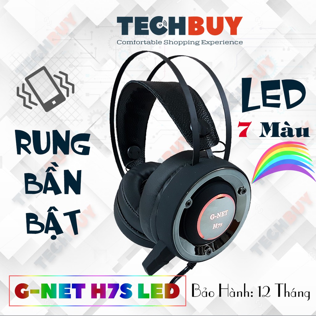 Tai nghe Gaming G-Net H7S Rung Led I Headphone GNet H7s Led 7 màu, Có Rung