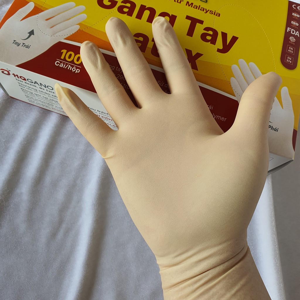 [1.680₫/1 cái] Găng Tay Y Tế Malaysia HQ Gloves, Có Bột Không Bo, Dai Dày Chắc Chắn, Hộp 100 Cái