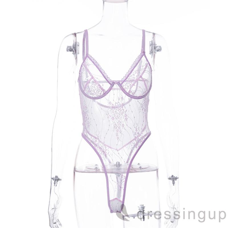 Bodysuit Nữ Phối Ren Xuyên Thấu Gợi Cảm Cổ Chữ V | BigBuy360 - bigbuy360.vn