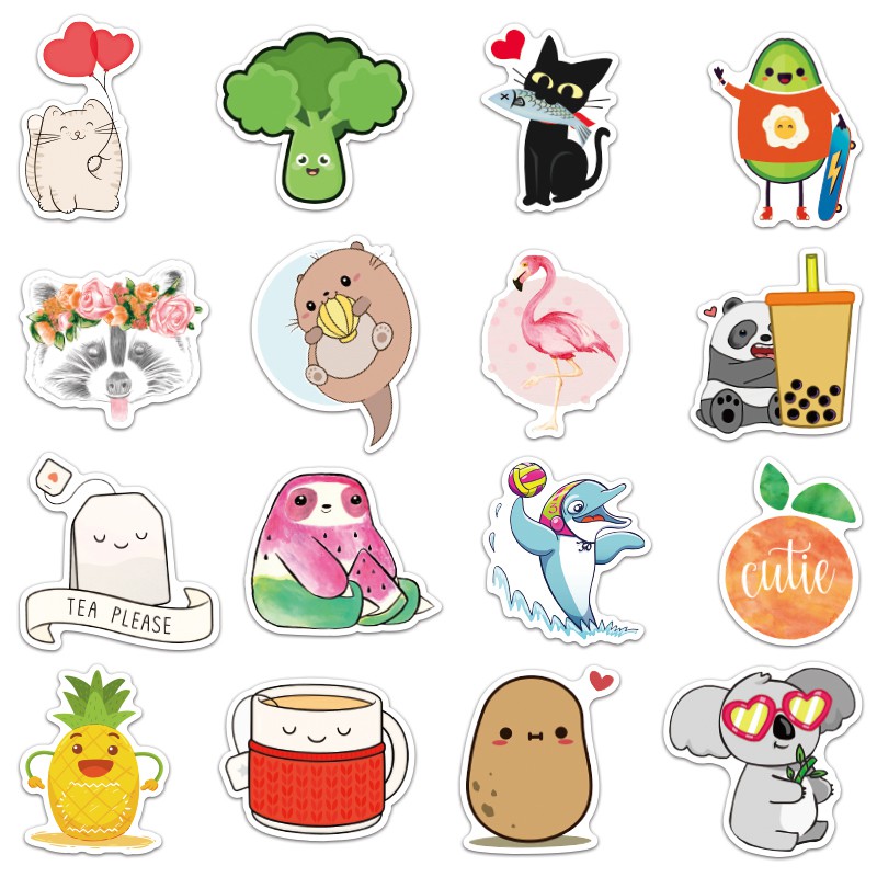 Bộ 50 Miếng Dán Trang Trí Dán Nón BH, Laptop, Vali, Xe, Sổ tay....