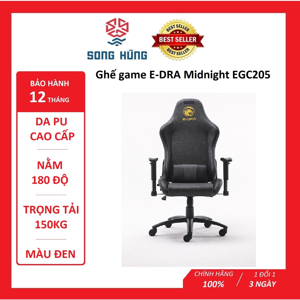 Ghế game cao cấp E-Dra MidNight EGC205 - HÀNG PHÂN PHỐI CHÍNH HÃNG - BẢO HÀNH 12 THÁNG