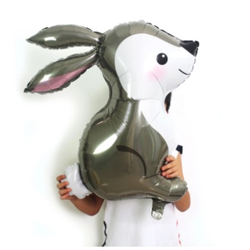 Bong Bóng Hình Tai Thỏ Hoạt Hình Dài 80cm Màu Xám Trang Trí Tiệc Sinh Nhật