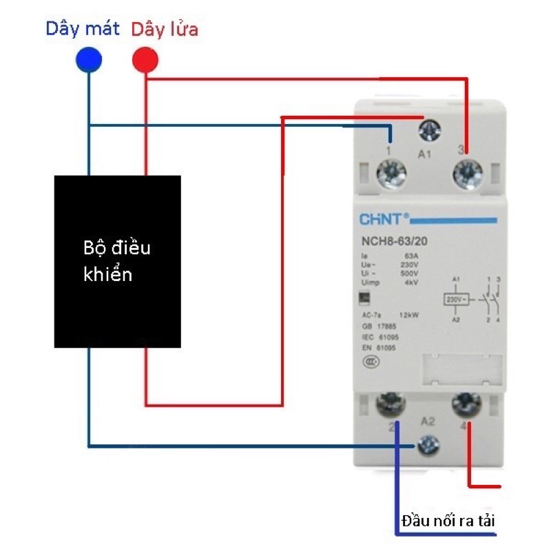 Khởi động từ 1 pha 220V CHINT NCH8 25A 40A 63A công tắc tơ contactor