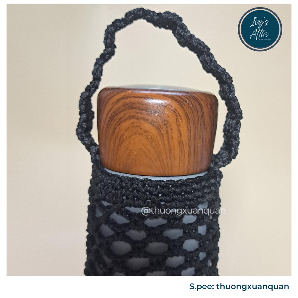Túi đựng bình giữ nhiệt lưới thoi nhiều màu nhiều kích thước đan handmade
