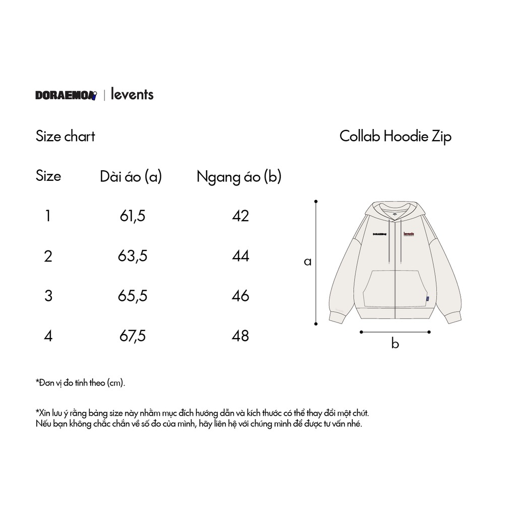 Áo Zipper Hoodie Levents Doraemon Collab/ Cream Kapo 2000