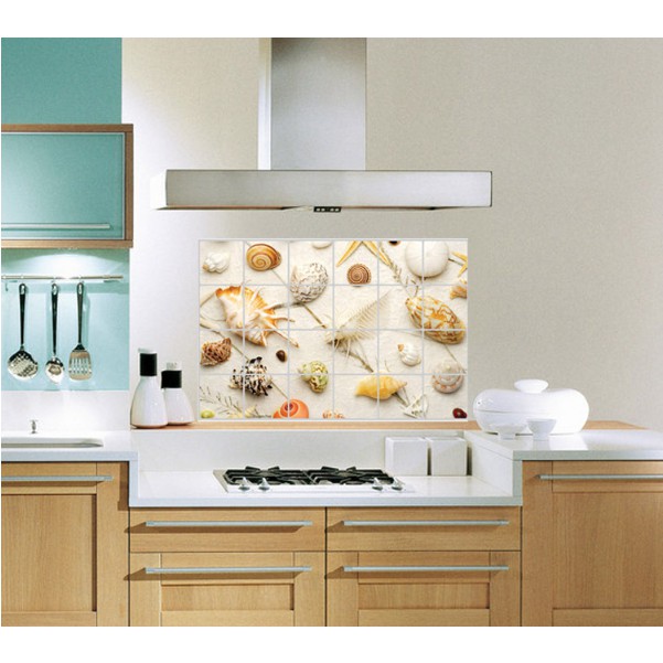 Decal dán bếp tráng nhôm cách nhiệt size lớn - nhiều Vỏ sò xinh