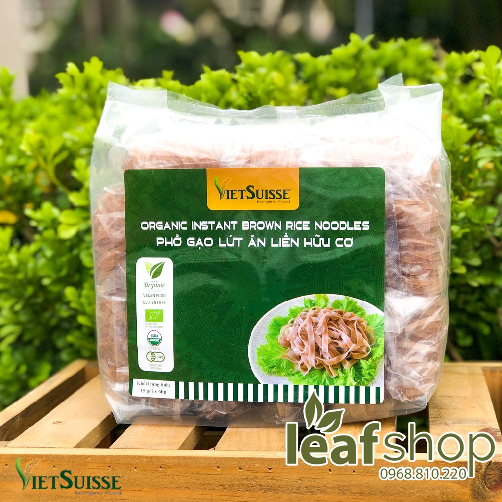 Phở gạo lứt ăn liền hữu cơ Vietsuisse (60g x 15 gói)/túi