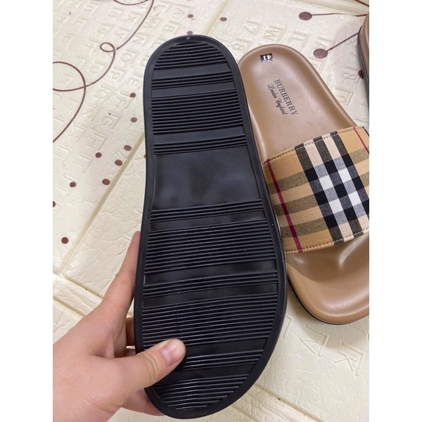 Dép nam quai ngang . Dép burberry đế cao su cao cấp chống trợ kèm hộp