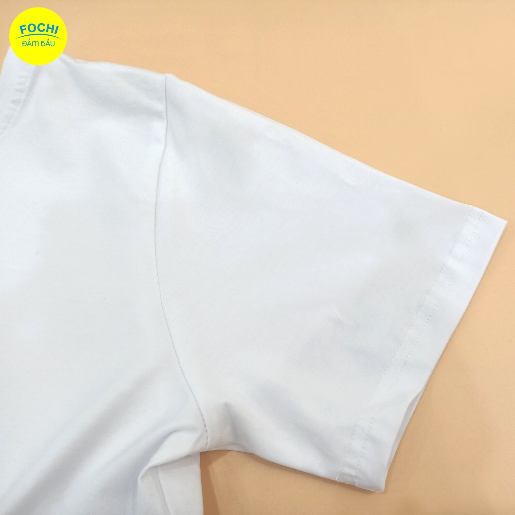 Áo Bầu Cotton Tay Cộc FOCHI -  Áo Croptop Trẻ Trung, Kết Hợp Được Nhiều Kiểu Yếm AB060