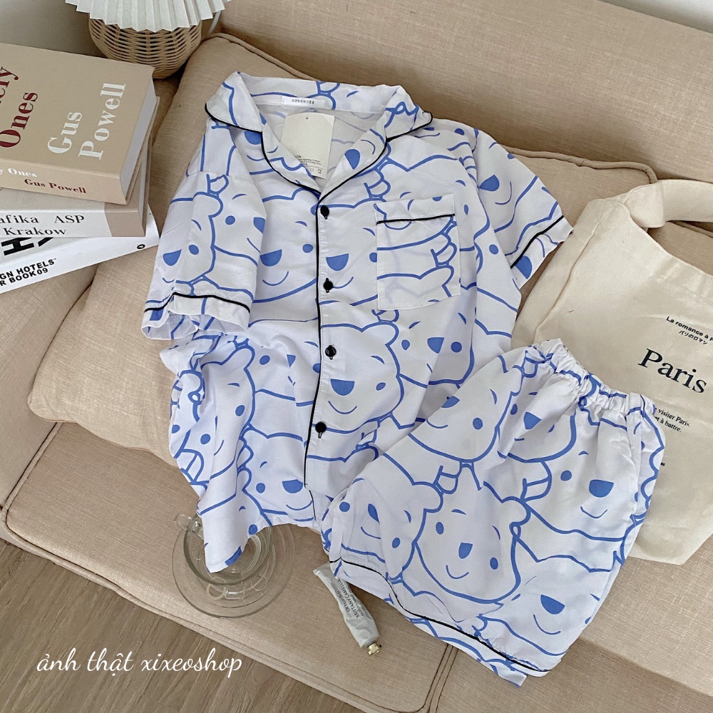 Bộ đồ ngủ nữ pijama kate thái, bộ mặc nhà áo cộc quần đùi xixeoshop