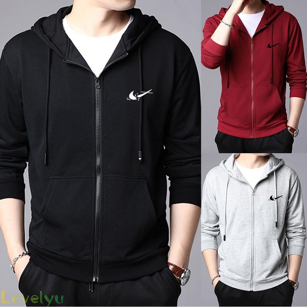 【LOVELYU】Jacket Long Sleeve Loose Style Men Outwear Regular Simplicity Solid Color【Good Quality】