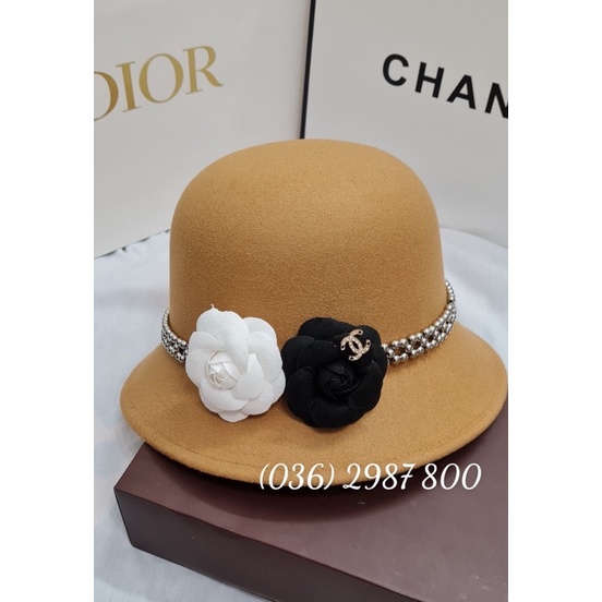 Mũ nón vành cụp 2 hoa sang đai Ngọc ghi - sẵn hàng hỏa tốc