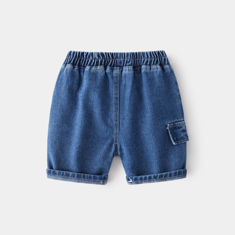 Quần Jean cho bé WELLKIDS quần short Jean họa tiết túi hộp chất bò mềm KZ3206