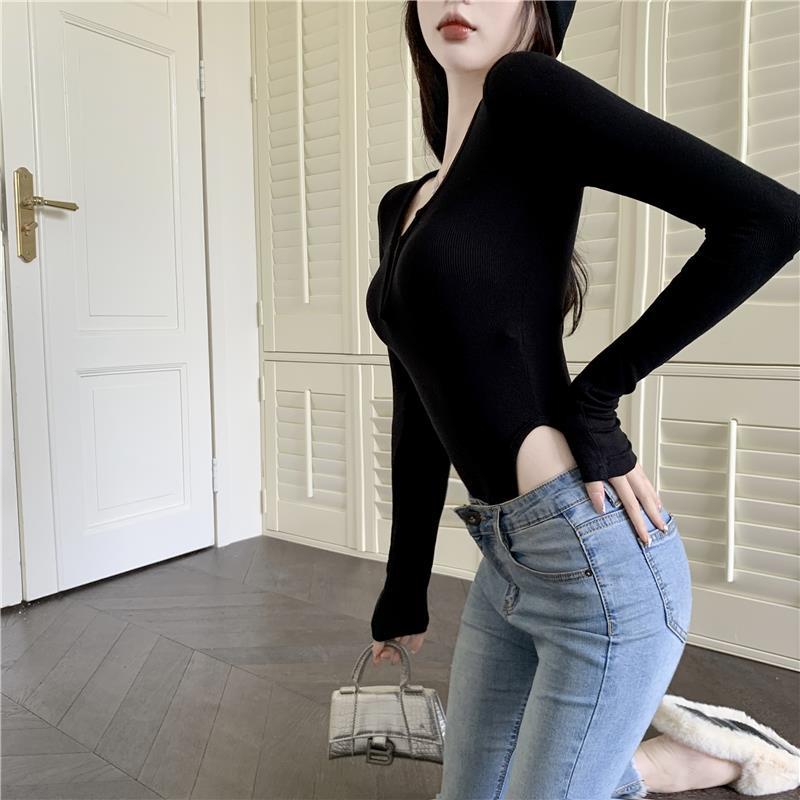 Áo Thun DàI Tay Cổ Chữ v MàU Đen JL-TX-498