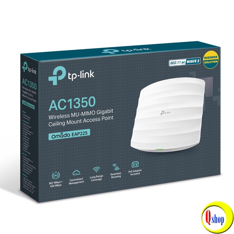 Bộ phát wifi gắn trần TP-Link EAP225 AC1350 MU-MIMO Gigabit, Chính hãng