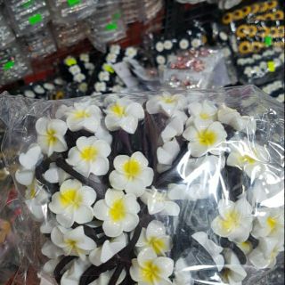 Túi 10 thun cột tóc hoa sứ trắng