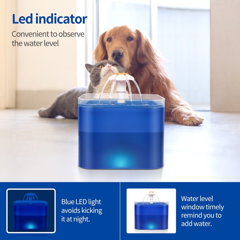 máy uống nước tự động cho mèo có đèn LED cho chó mèo
