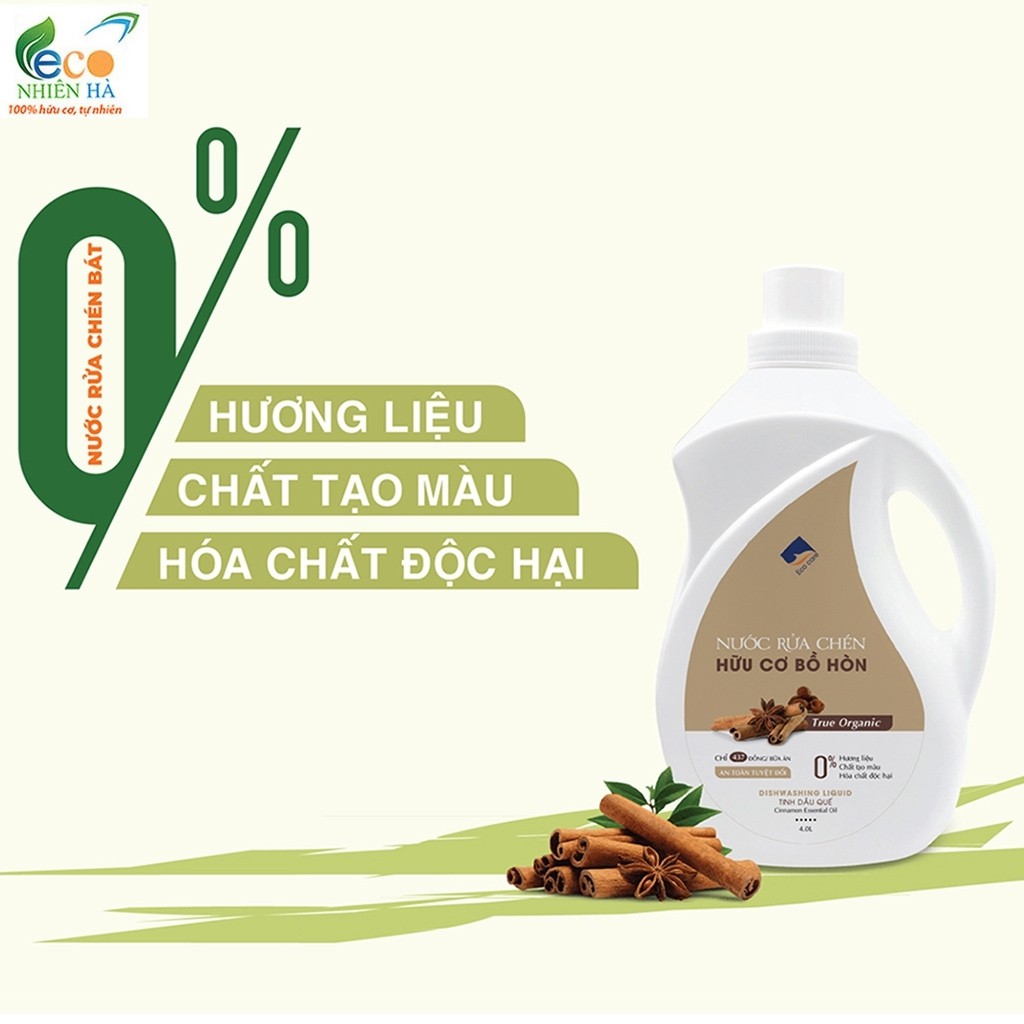 Nước rửa chén hữu cơ ECOCARE 2L chanh gừng, không bong tróc da tay, an toàn trẻ nhỏ