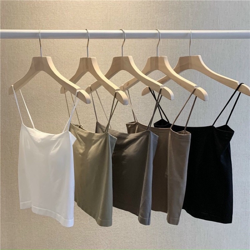 Áo 2 Dây Cotton Croptop Sợi Bún Đệm Nâng Ngực Dáng Ôm Thoáng Mát Mã 2066