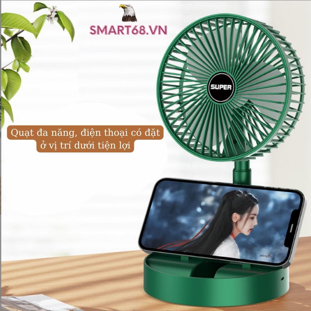 Quạt Tích Điện Gấp Gọn Để Bàn Công Suất 9w, 3 Chế Độ Gió và Dung Lượng Pin 1200mah có thể xoay 180