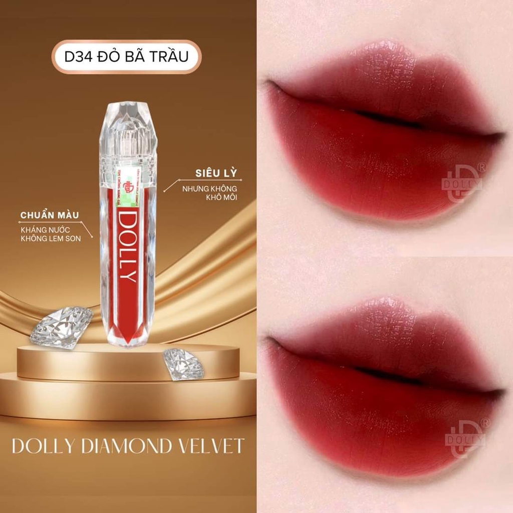 Son Kem Lì  DOLLY DIAMOND VELVET Không Chì Cao Cấp NEW 2022
