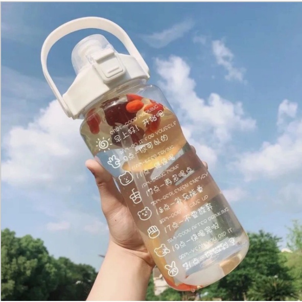 Bình Nước 1500ml Cao Cấp, Chia Vạch Khung Giờ,Bình Nước Thể Thao Có Ống Hút &amp; Sticker Tặng Kèm ,Bình Nước TMBOOKS