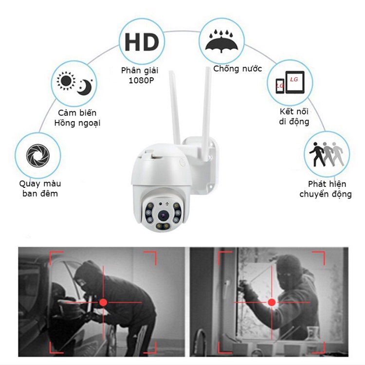 Camera IP Wifi V380 Pro, Cam Hisee SE Dùng Ngoài Trời Trong Nhà Xoay 360 - Đèn Hồng Ngoại Ban Đêm- Phát Hiện Chuyển Động