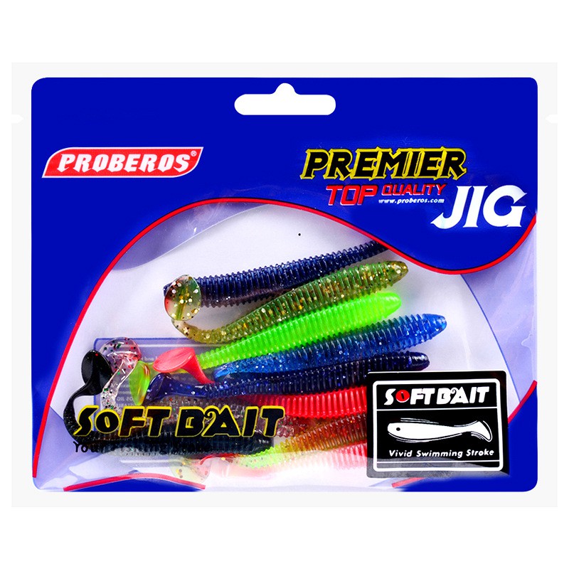 Mồi giun mềm nổi T đuôi Silicone Shad Mồi 8,5cm / 2,4g Câu cá biển sinh học nhân tạo Mồi mềm cho nước ngọt mặn