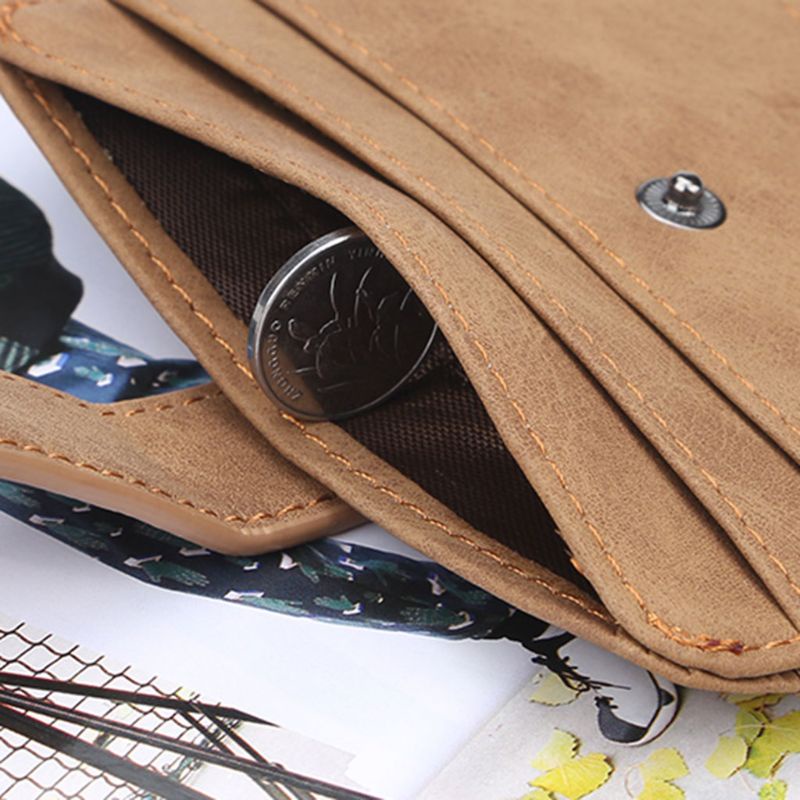 Ví đựng thẻ bằng da mỏng có nút bấm phong cách doanh nhân retro cho nam