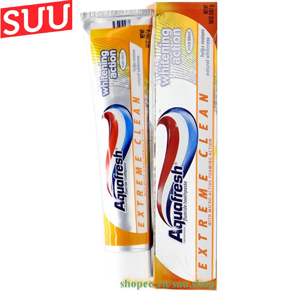 Kem Đánh Răng 158.7g Aquafresh Extreme Clean Whitening Action, suu.shop cam kết 100% chính hãng