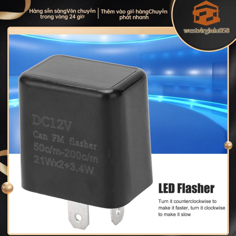 Hàng Hot Đèn LED Flash Relay Ô tô Xe máy Công suất cao 3 ‑ Tốc độ Điều chỉnh tín hiệu rẽ Bộ làm mát DC 12V Hàng giao ngayWestvirginia058