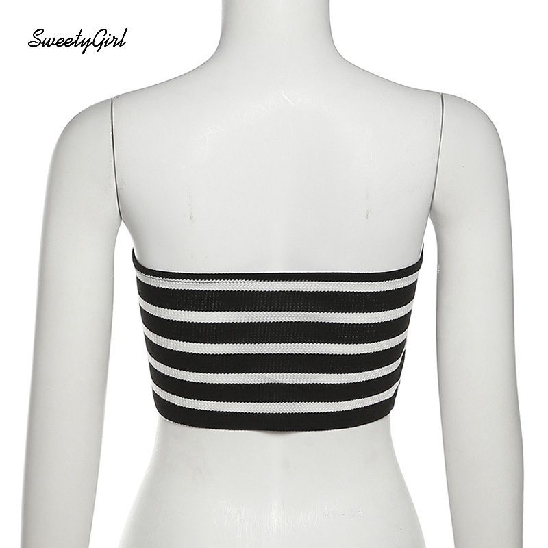 Áo Ống Hoạ Tiết Kẻ Sọc Thiết Kế Trễ Vai Quyến Rũ