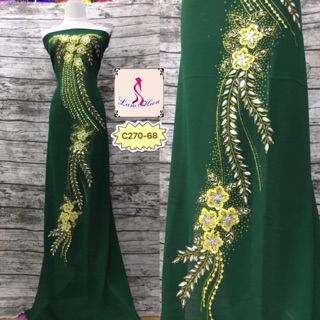 Vải áo dài kết cườm
