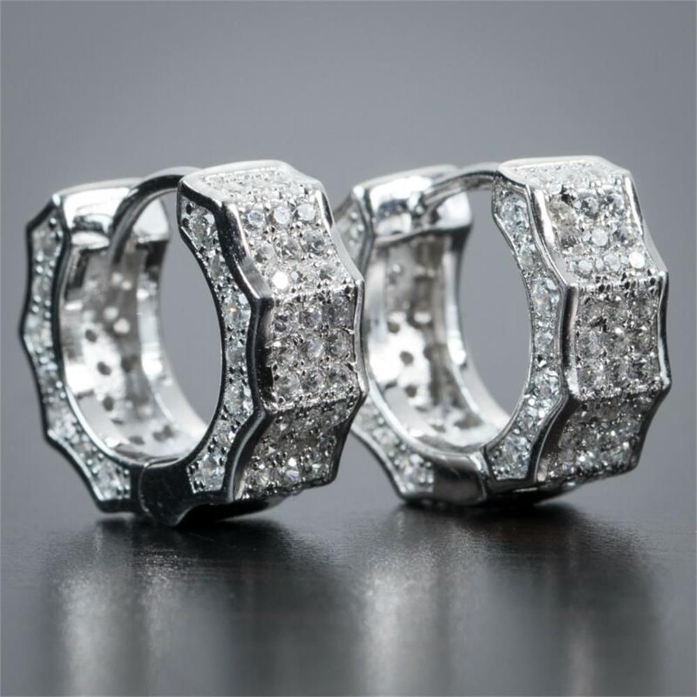 Khuyên Tai Đính Đá Zircon Thời Trang Dễ Thương|Khuyên Tai Nữ Trang Dáng Tròn Đính Đá Xinh Xắn