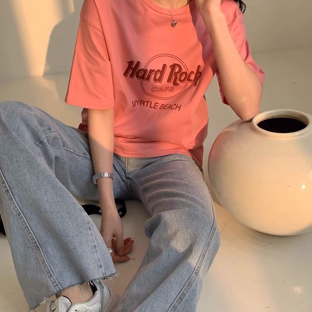 Áo thun form rộng in chữ Hard Rock, Xonxen shop chất cotton thoáng mát, mã 802383